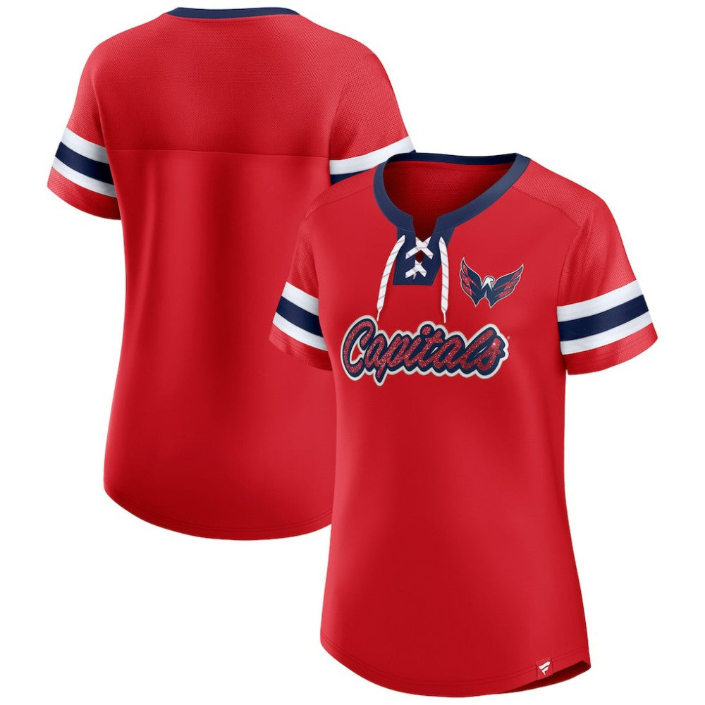 NHL Washington Capitals Fanatics Women's Iconic Athena Lace-Up T-Shirt