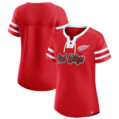 NHL Detroit Red Wings Fanatics Women's Iconic Athena Lace-Up T-Shirt