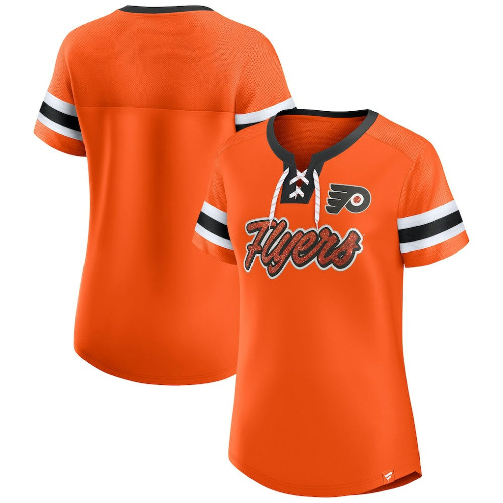 NHL Philadelphia Flyers Fanatics Women's Iconic Athena Lace-Up T-Shirt