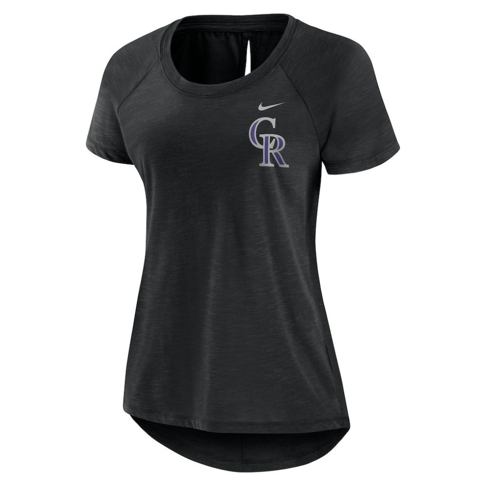 Heather Black Colorado Rockies Nike Women's Summer Breeze Raglan Fashion T-Shirt