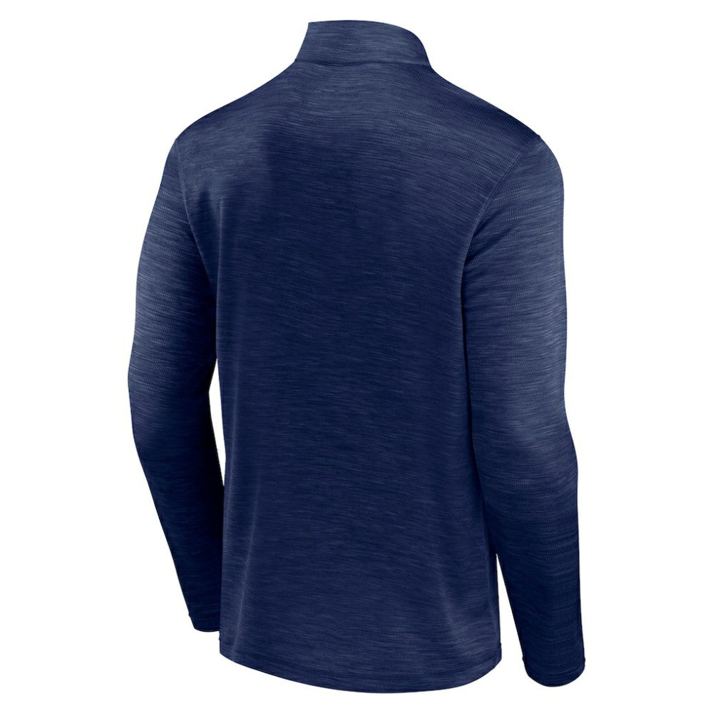 Heather Navy New York Yankees Fanatics Fundamentals Quarter-Zip Pullover