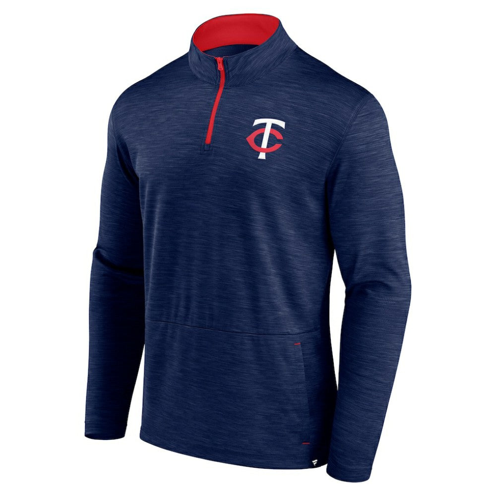 Heather Navy Minnesota Twins Fanatics Fundamentals Quarter-Zip Pullover