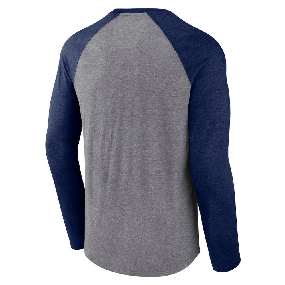 NHL Seattle Kraken Fanatics Goal Crease Raglan Tri-Blend Long Sleeve T-Shirt
