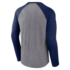 NHL Seattle Kraken Fanatics Goal Crease Raglan Tri-Blend Long Sleeve T-Shirt