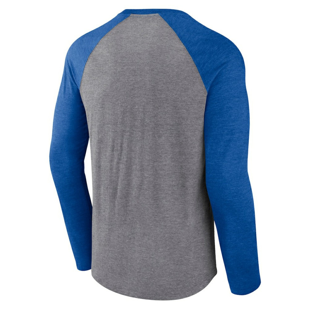 NHL St. Louis Blues Fanatics Goal Crease Raglan Tri-Blend Long Sleeve T-Shirt