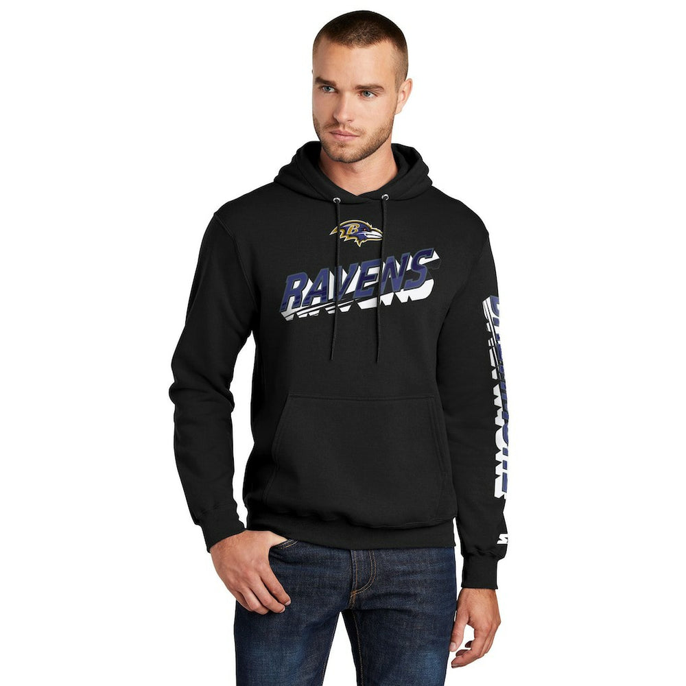 Starter Wordmark Logo Pullover Hoodie - Baltimore Ravens Hoodies