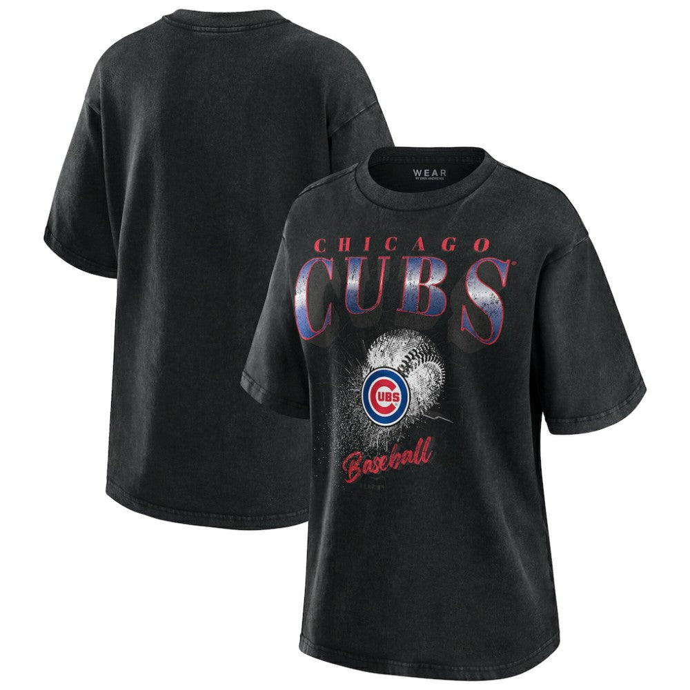 Charcoal Chicago Cubs WEAR by Erin Andrews Women's Oversized Boyfriend T-Shirt