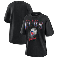 Charcoal Chicago Cubs WEAR by Erin Andrews Women's Oversized Boyfriend T-Shirt