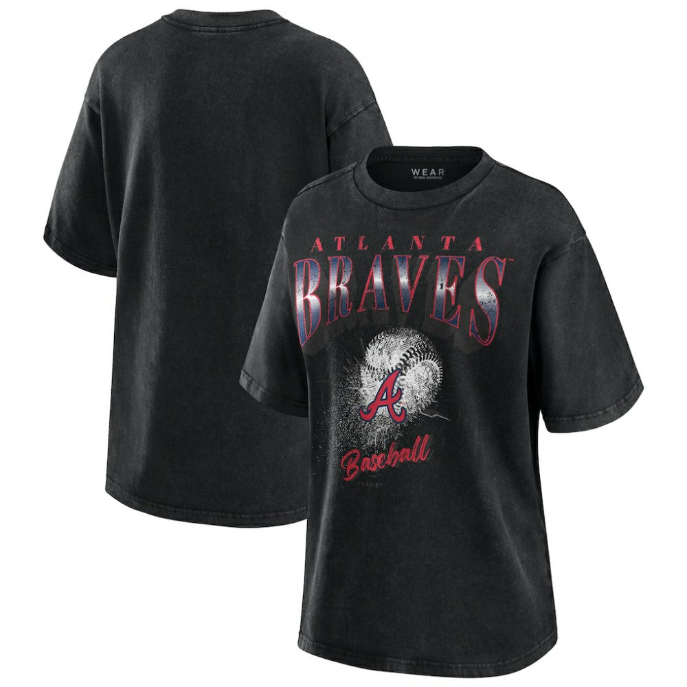 Charcoal Atlanta Braves WEAR by Erin Andrews Women's Oversized Boyfriend T-Shirt