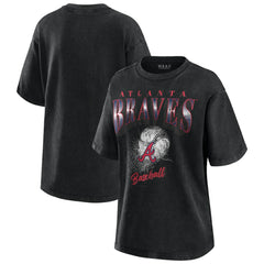 Charcoal Atlanta Braves WEAR by Erin Andrews Women's Oversized Boyfriend T-Shirt