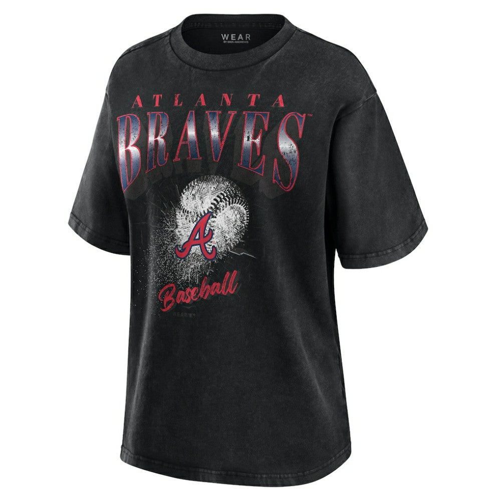 Charcoal Atlanta Braves WEAR by Erin Andrews Women's Oversized Boyfriend T-Shirt