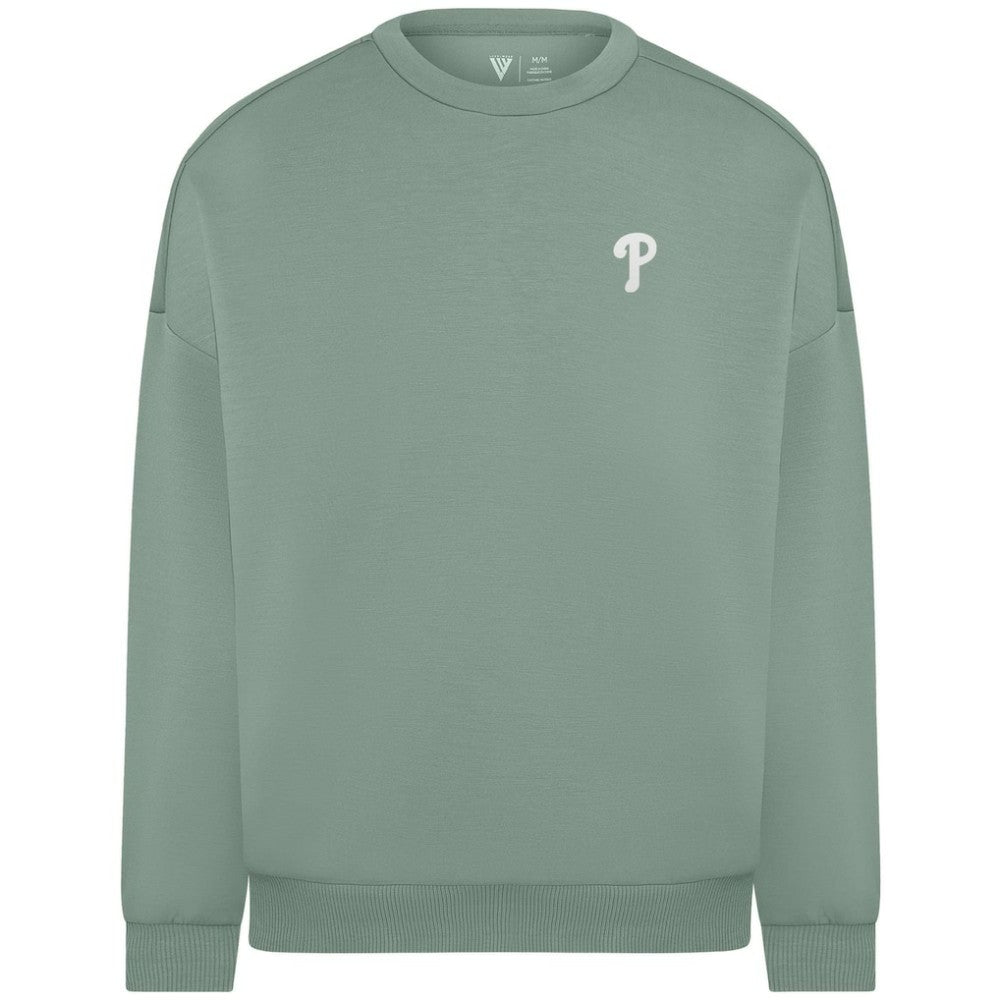 Sage Green Philadelphia Phillies Levelwear Women's Luxe Signature Tri-Blend Pullover Sweatshirt