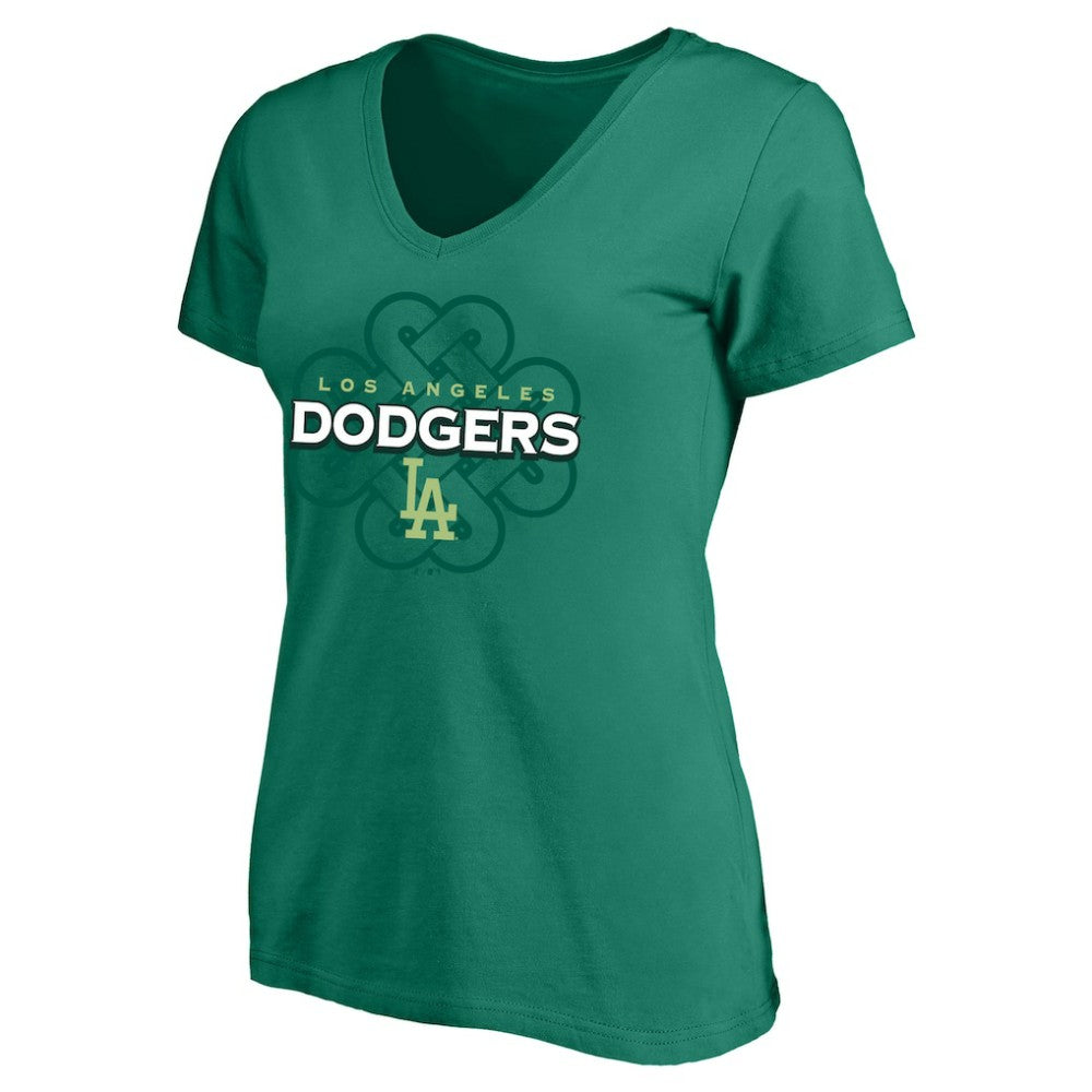 Kelly Green Los Angeles Dodgers Profile Women's Plus Size Celtic V-Neck T-Shirt