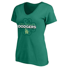 Kelly Green Los Angeles Dodgers Profile Women's Plus Size Celtic V-Neck T-Shirt