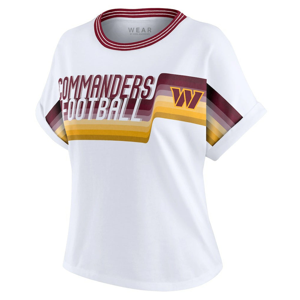 WEAR by Erin Andrews Women's Cropped Center Stripe Dolman T-Shirt - Washington Commanders T-shirts