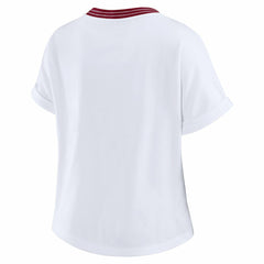 WEAR by Erin Andrews Women's Cropped Center Stripe Dolman T-Shirt - Washington Commanders T-shirts