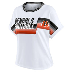 WEAR by Erin Andrews Women's Cropped Center Stripe Dolman T-Shirt - Cincinnati Bengals T-shirts
