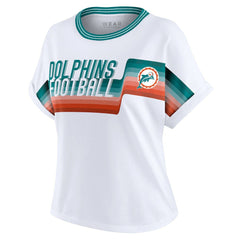WEAR by Erin Andrews Women's Cropped Center Stripe Dolman T-Shirt - Miami Dolphins T-shirts