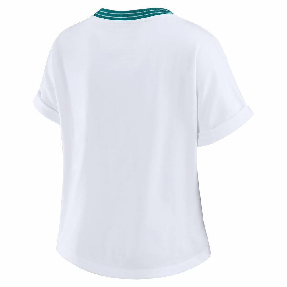 WEAR by Erin Andrews Women's Cropped Center Stripe Dolman T-Shirt - Miami Dolphins T-shirts