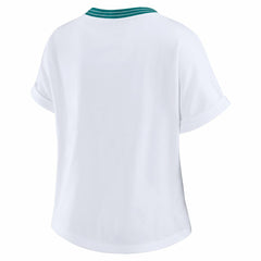 WEAR by Erin Andrews Women's Cropped Center Stripe Dolman T-Shirt - Miami Dolphins T-shirts