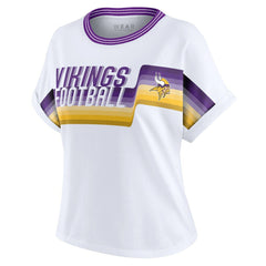 WEAR by Erin Andrews Women's Cropped Center Stripe Dolman T-Shirt - Minnesota Vikings T-shirts
