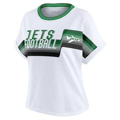 WEAR by Erin Andrews Women's Cropped Center Stripe Dolman T-Shirt - New York Jets T-shirts
