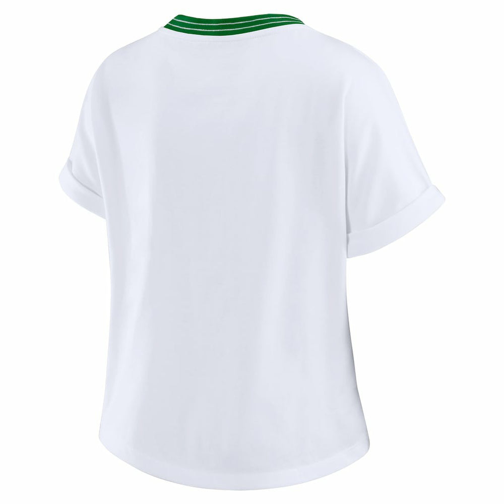 WEAR by Erin Andrews Women's Cropped Center Stripe Dolman T-Shirt - New York Jets T-shirts