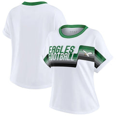 WEAR by Erin Andrews Women's Cropped Center Stripe Dolman T-Shirt - Philadelphia Eagles T-shirts