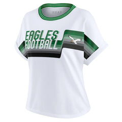 WEAR by Erin Andrews Women's Cropped Center Stripe Dolman T-Shirt - Philadelphia Eagles T-shirts