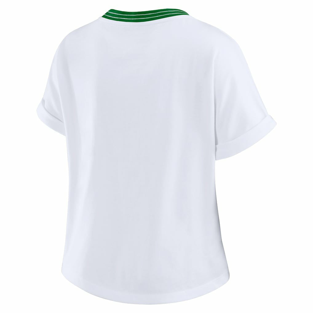 WEAR by Erin Andrews Women's Cropped Center Stripe Dolman T-Shirt - Philadelphia Eagles T-shirts