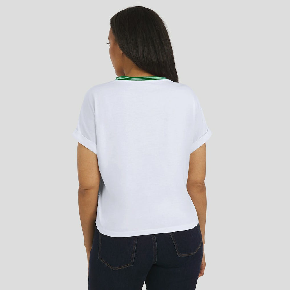 WEAR by Erin Andrews Women's Cropped Center Stripe Dolman T-Shirt - Philadelphia Eagles T-shirts