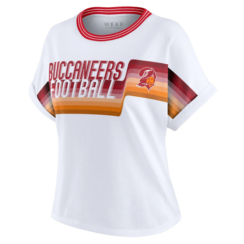 WEAR by Erin Andrews Women's Cropped Center Stripe Dolman T-Shirt - Tampa Bay Buccaneers T-shirts