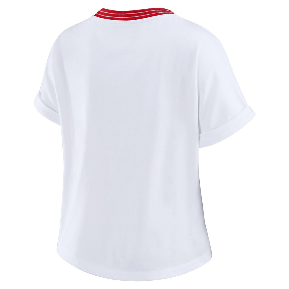 WEAR by Erin Andrews Women's Cropped Center Stripe Dolman T-Shirt - Tampa Bay Buccaneers T-shirts