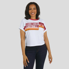 WEAR by Erin Andrews Women's Cropped Center Stripe Dolman T-Shirt - Tampa Bay Buccaneers T-shirts