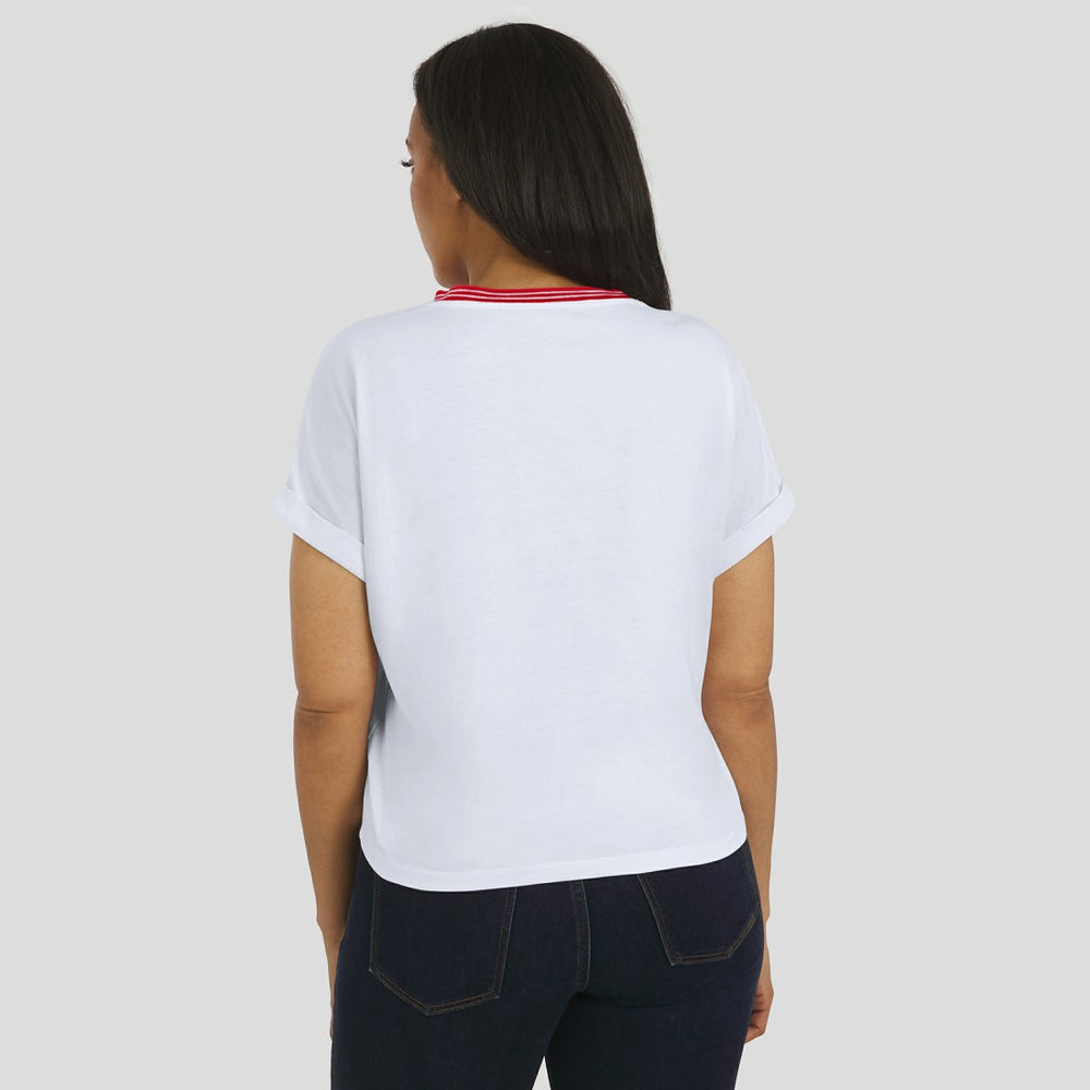 WEAR by Erin Andrews Women's Cropped Center Stripe Dolman T-Shirt - Tampa Bay Buccaneers T-shirts