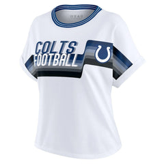 WEAR by Erin Andrews Women's Cropped Center Stripe Dolman T-Shirt - Indianapolis Colts T-shirts