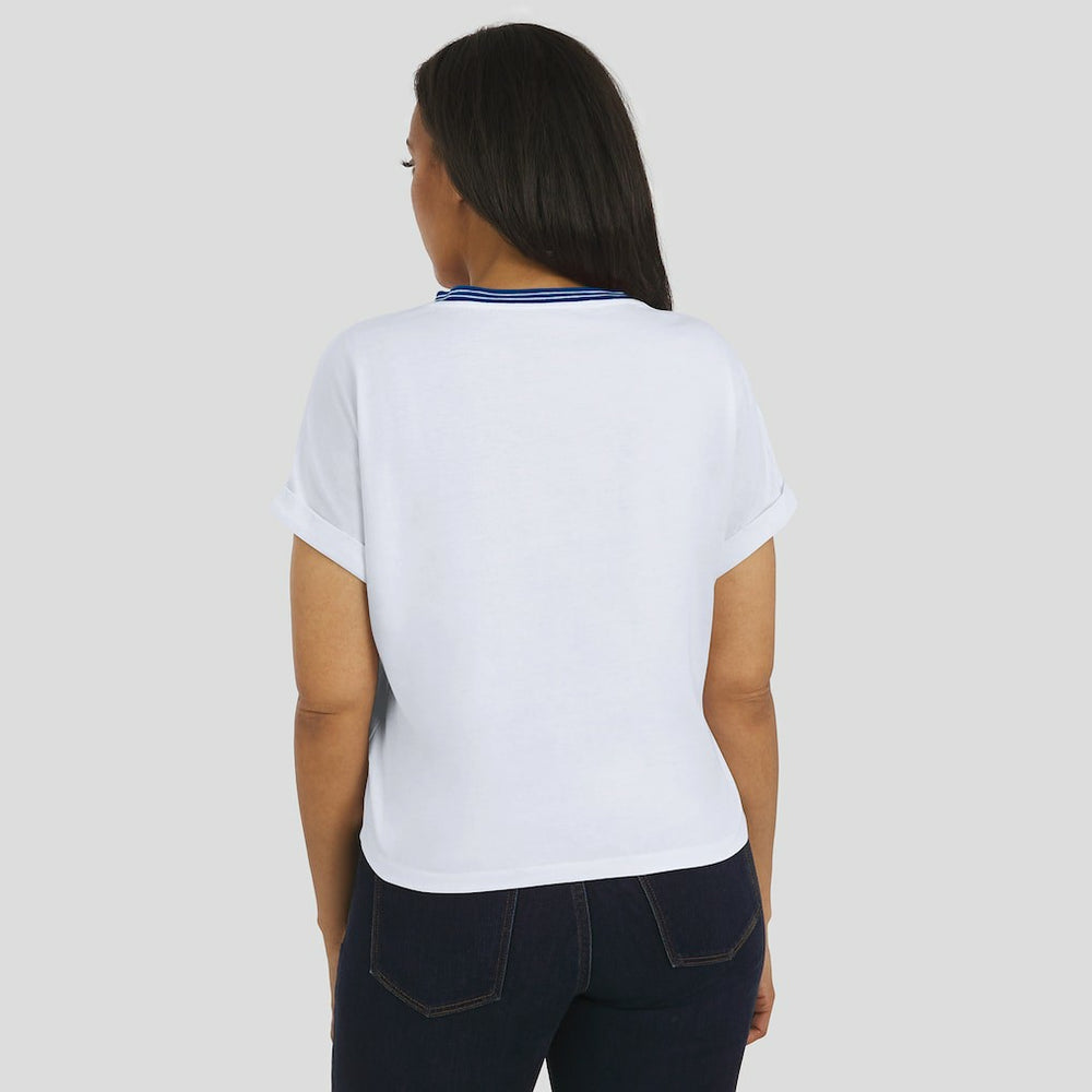 WEAR by Erin Andrews Women's Cropped Center Stripe Dolman T-Shirt - Indianapolis Colts T-shirts