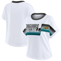 WEAR by Erin Andrews Women's Cropped Center Stripe Dolman T-Shirt - Jacksonville Jaguars T-shirts