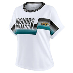 WEAR by Erin Andrews Women's Cropped Center Stripe Dolman T-Shirt - Jacksonville Jaguars T-shirts