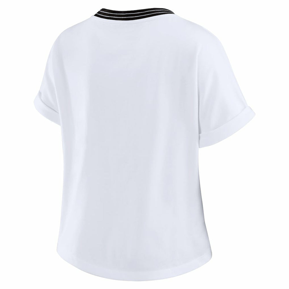 WEAR by Erin Andrews Women's Cropped Center Stripe Dolman T-Shirt - Jacksonville Jaguars T-shirts