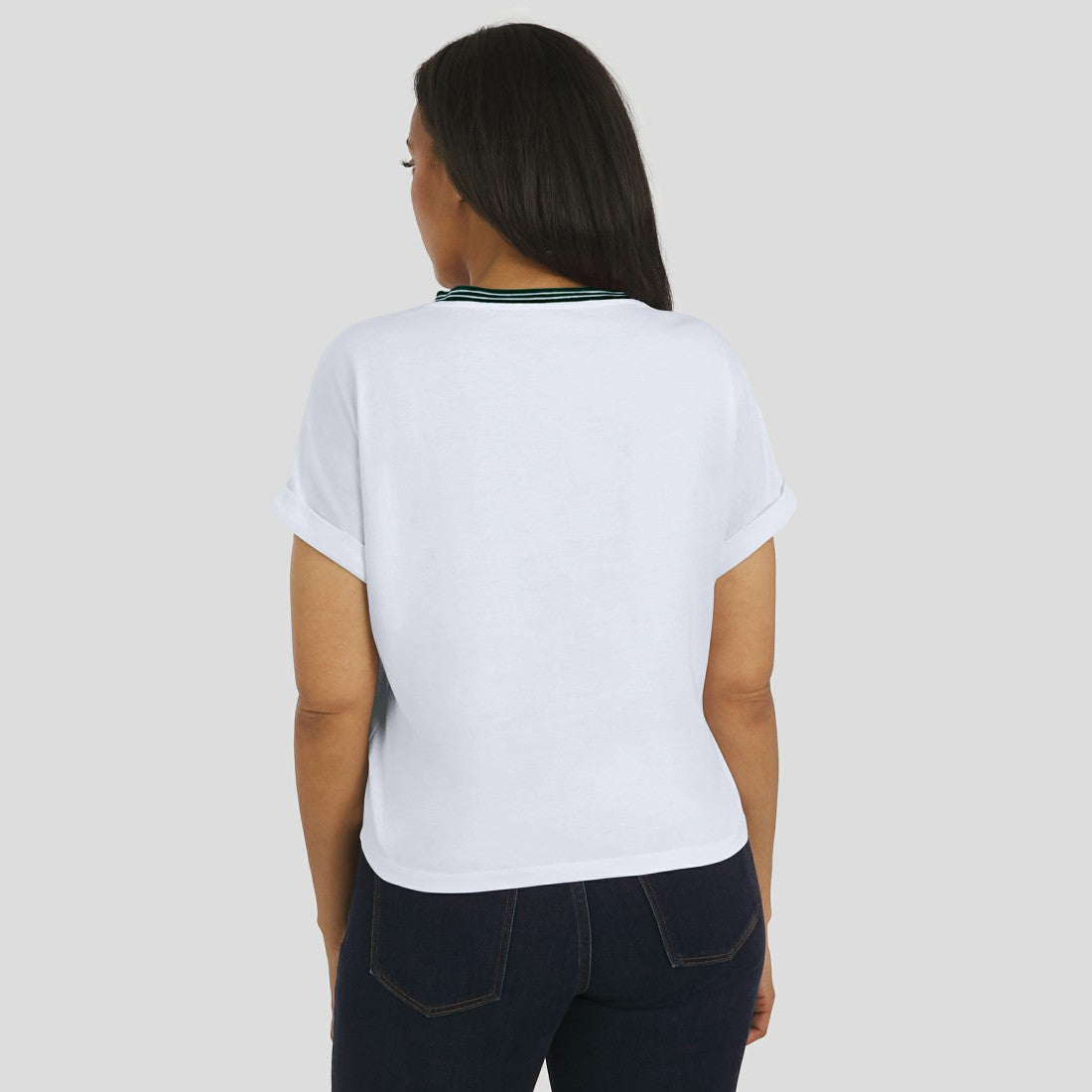 WEAR by Erin Andrews Women's Cropped Center Stripe Dolman T-Shirt - Green Bay Packers T-shirts