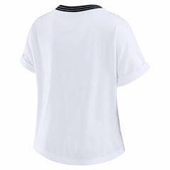 WEAR by Erin Andrews Women's Cropped Center Stripe Dolman T-Shirt - Carolina Panthers T-shirts