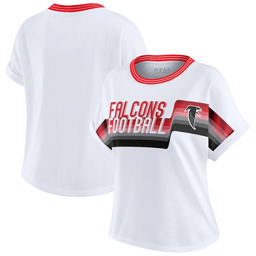 WEAR by Erin Andrews Women's Cropped Center Stripe Dolman T-Shirt - Atlanta Falcons T-shirts