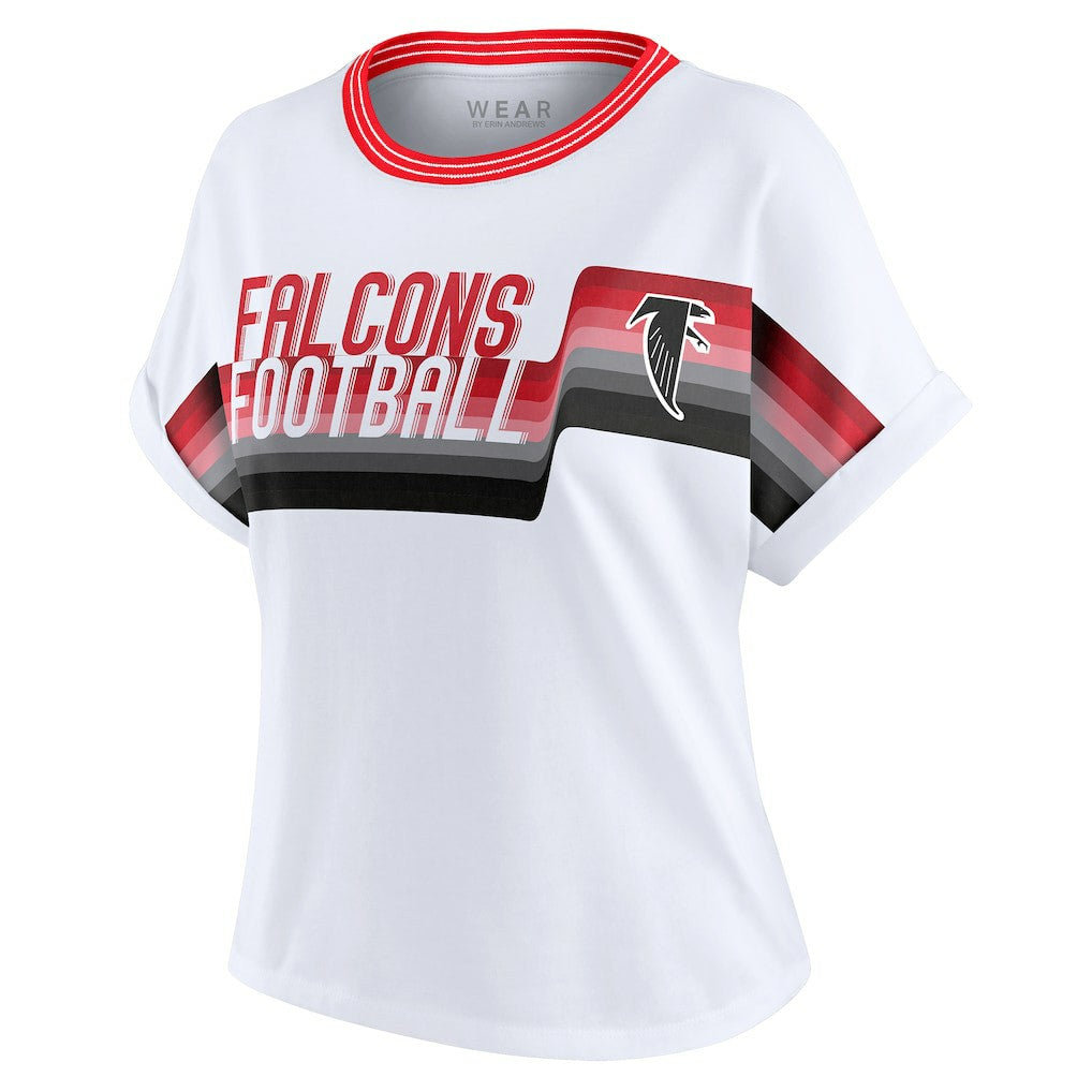 WEAR by Erin Andrews Women's Cropped Center Stripe Dolman T-Shirt - Atlanta Falcons T-shirts