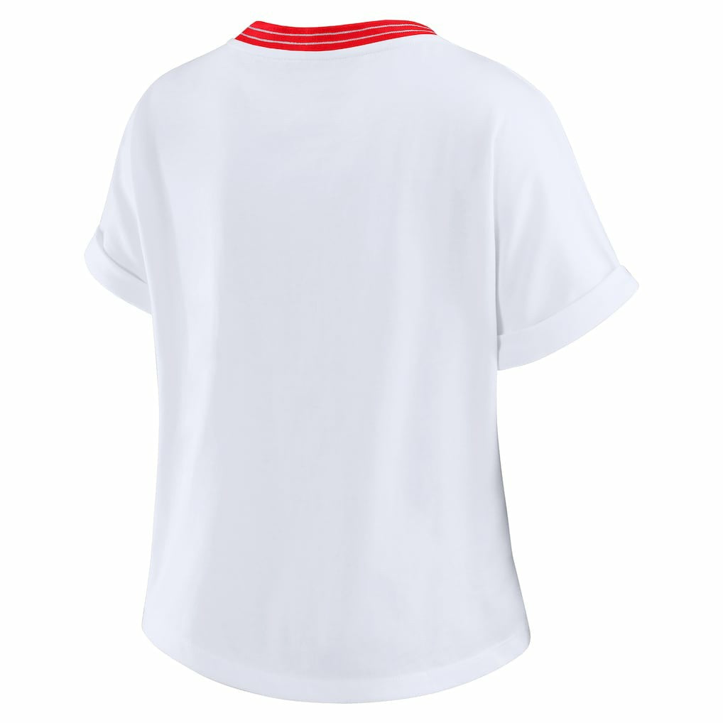 WEAR by Erin Andrews Women's Cropped Center Stripe Dolman T-Shirt - Atlanta Falcons T-shirts