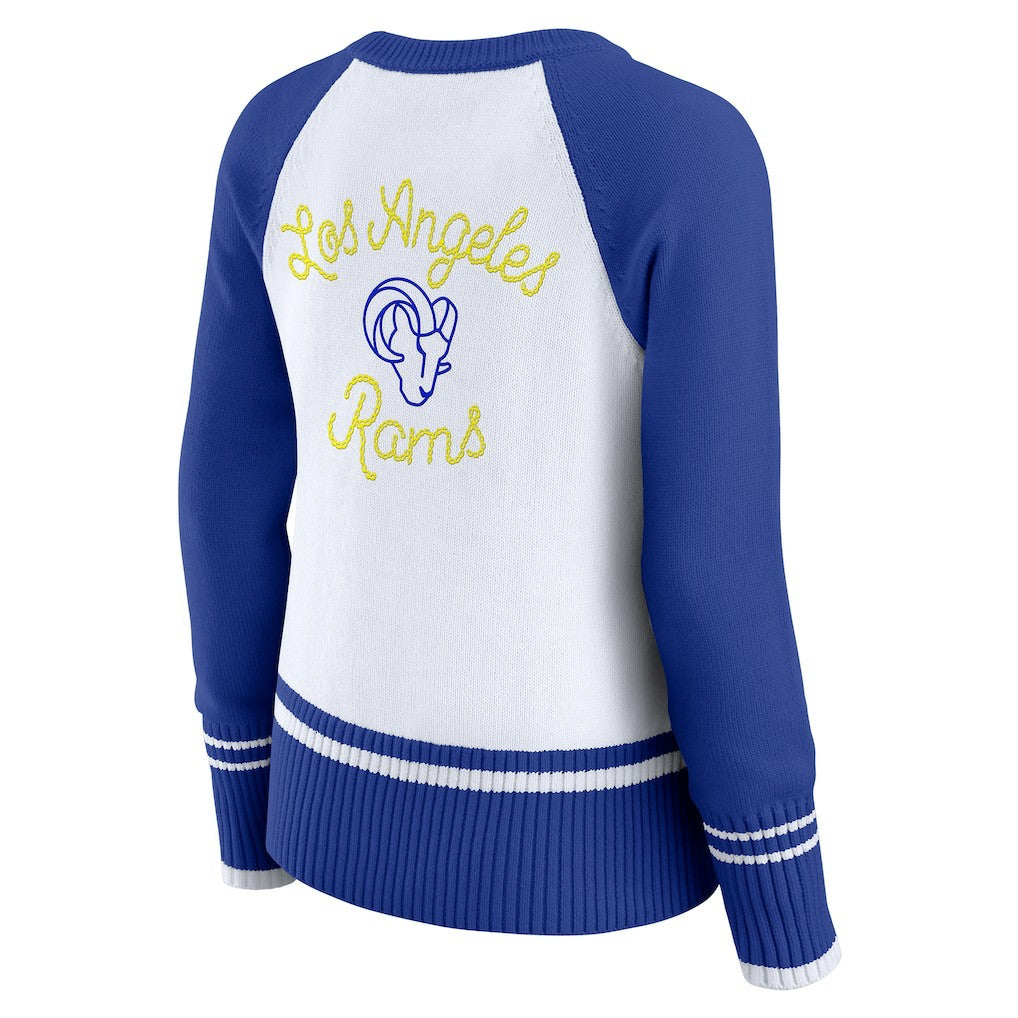 WEAR by Erin Andrews Women's Colorblock Raglan Sweater - Los Angeles Rams