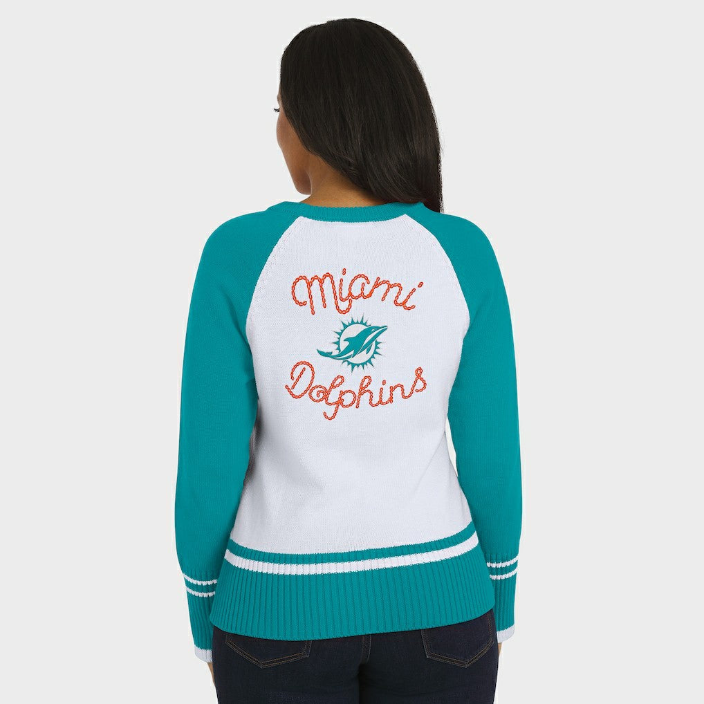 WEAR by Erin Andrews Women's Colorblock Raglan Sweater - Miami Dolphins