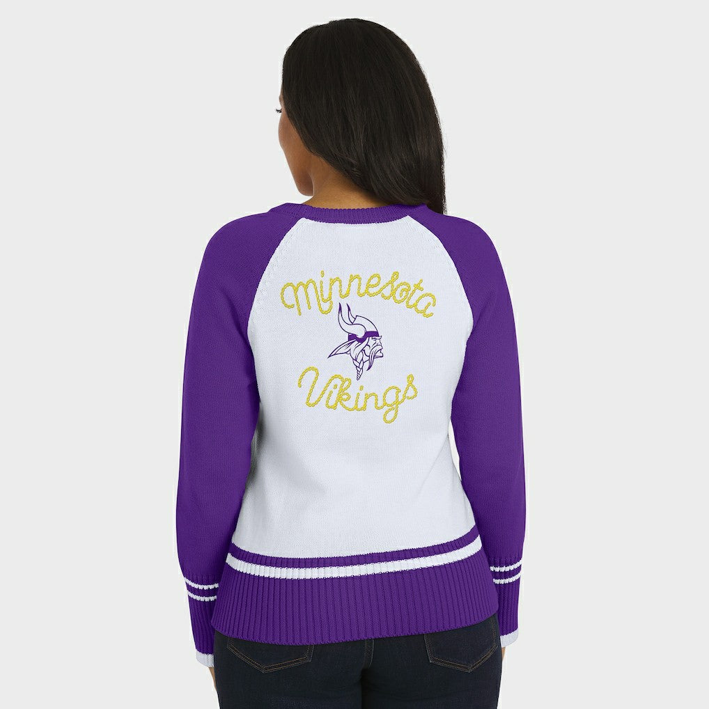 WEAR by Erin Andrews Women's Colorblock Raglan Sweater - Minnesota Vikings