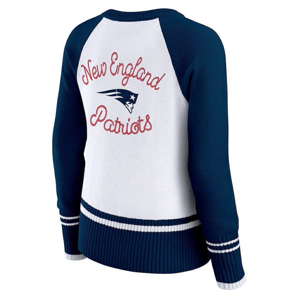 WEAR by Erin Andrews Women's Colorblock Raglan Sweater - New England Patriots