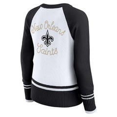WEAR by Erin Andrews Women's Colorblock Raglan Sweater - New Orleans Saints